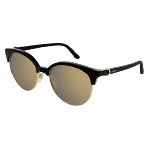 New CARTIER C Decor CT0126S 002 55mm Black Black Bronze Oversized Sunglasses